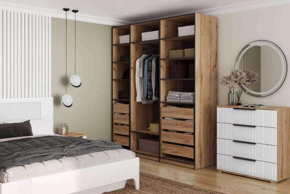 Гардеробная Квадро комплект 2.2 (2000) Дуб Вотан, Белый