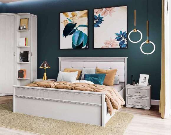 Кровать 140х200 Ливорно ЛКР-1 с настилом из ДСП (Домани) Ясень Анкор светлый Кровать 140х200 Ливорно ЛКР-1 с настилом из ДСП (Домани) Ясень Анкор светлый