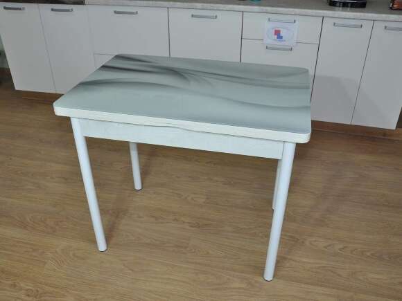 Симпл фотопечать стол обеденный раскладной / текстура 029/бетон белый/белый