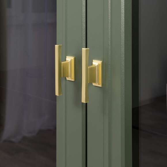 Марион шкаф-витрина 16.397.02 Дымчатый зеленый / Олива шагрень Марион шкаф-витрина 16.397.02 Дымчатый зеленый / Олива шагрень