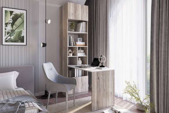 Стол-шкаф Урбан СШ-01, Дуб смоки, Кашемир