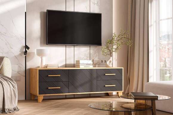 Ирис Тумба ТВ (1500) (Браш Графит, Дуб Крафт)