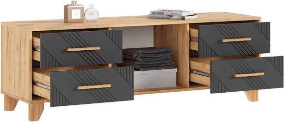 Ирис Тумба ТВ (1500) (Браш Графит, Дуб Крафт)