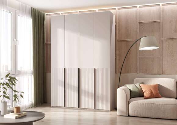 Марвэл Шкаф 4-х ств. (1600) с доп.ящиками (Кашемир, Кашемир)