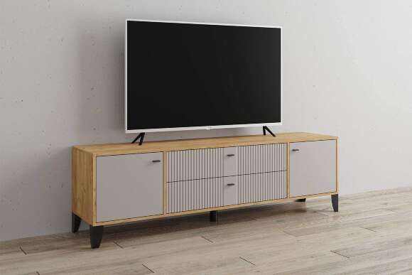 Тумба под телевизор Парус-10, Дуб крафт золотой, Сантьяго софт