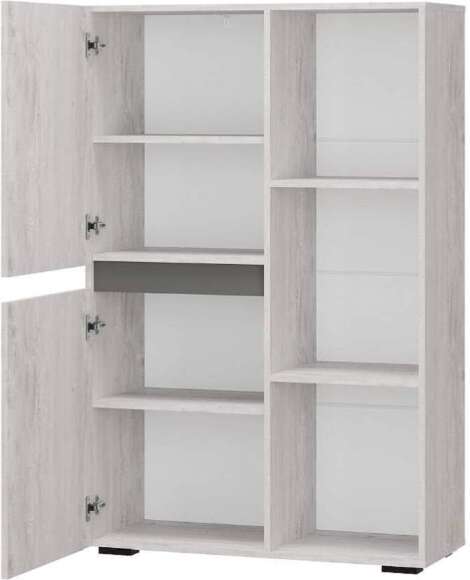 Шкаф-стеллаж Мрия ШК-16, Бетон пайн светлый, Графит