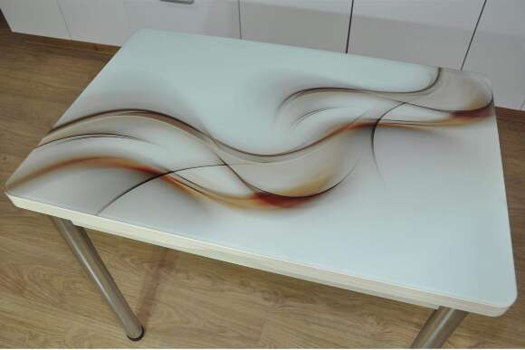 Симпл фотопечать стол обеденный раскладной / текстура 032/дуб молочный/хром