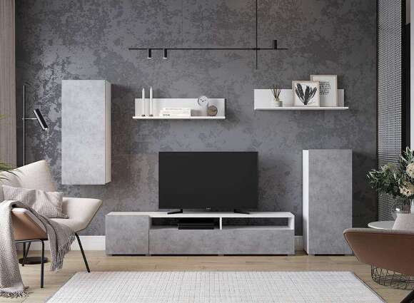 Гостиная Лира (Горизонт) Бетон / Белый