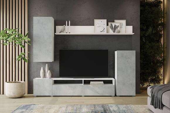 Гостиная Лира (Горизонт) Бетон / Белый