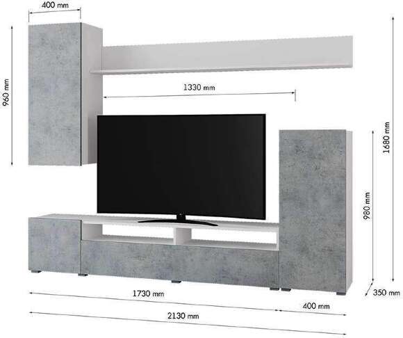 Гостиная Лира (Горизонт) Бетон / Белый