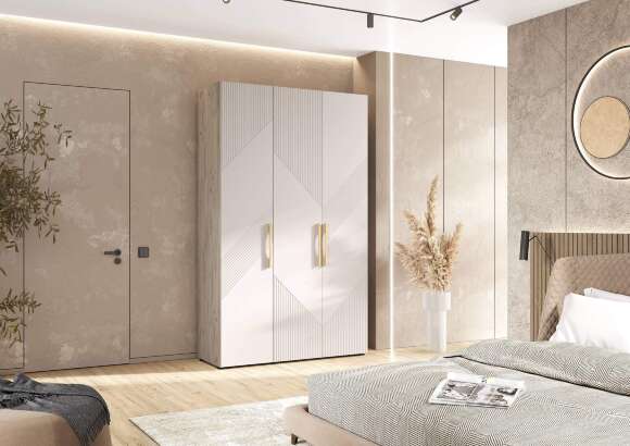 Ирис Шкаф 3-х ств.(1350) (Кашемир, Дуб Крафт серый)