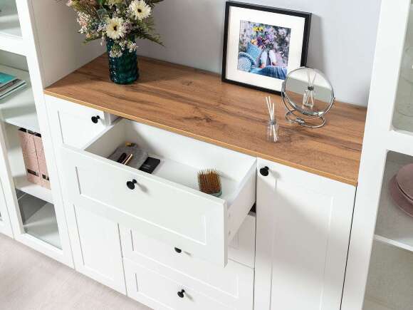 Гостиная Остин 2 белый/дуб золотой