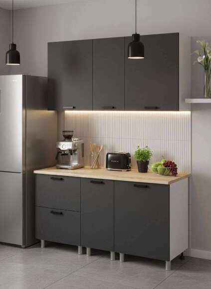 МК Аленушка 1,6м в.4 Лаванда Сталь,скоба черный,сонома