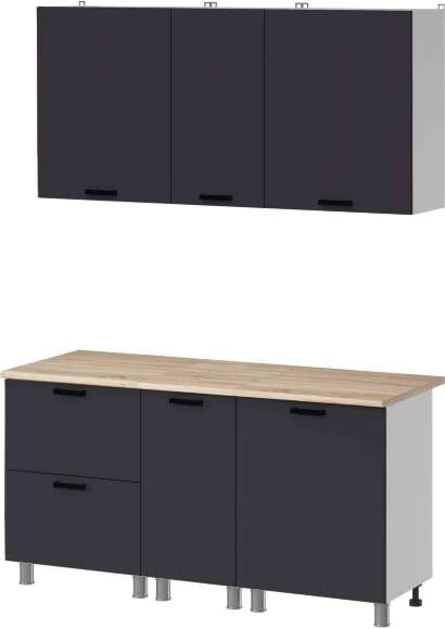 МК Аленушка 1,6м в.4 Лаванда Сталь,скоба черный,сонома