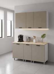 МК Аленушка 1,6м в.3 Орешник Матовый Вижен,скоба черный,сонома (без столешницы)