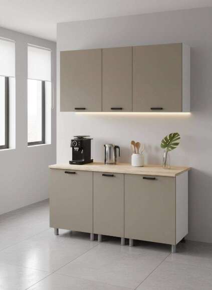 МК Аленушка 1,6м в.3 Орешник Матовый Вижен,скоба черный,сонома (без столешницы)