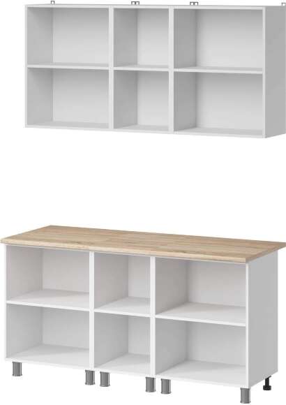 МК Аленушка 1,6м в.3 Орешник Матовый Вижен,скоба черный,сонома (без столешницы)