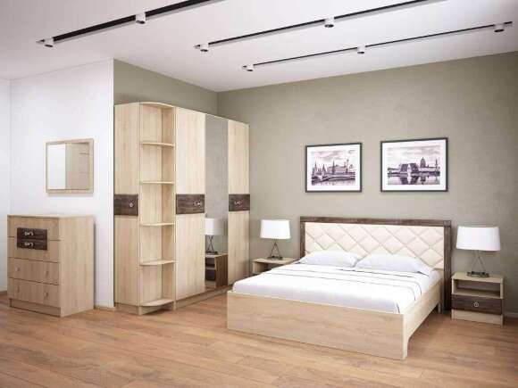 Кровать 160х200 Мадлен с настилом из ДСП (ТЭКС) Дуб Шале мореный