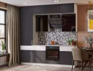 Кухня Техно-5 2,4м (Сонома/Графит софт NEW, Белый) Кухня Техно-5 2,4м (Сонома/Графит софт NEW, Белый)