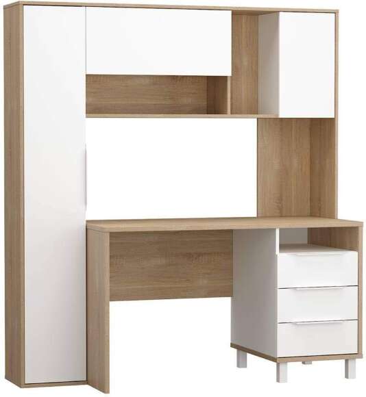 Стол рабочий Комфорт 12.95 N, Дуб сонома, Белый
