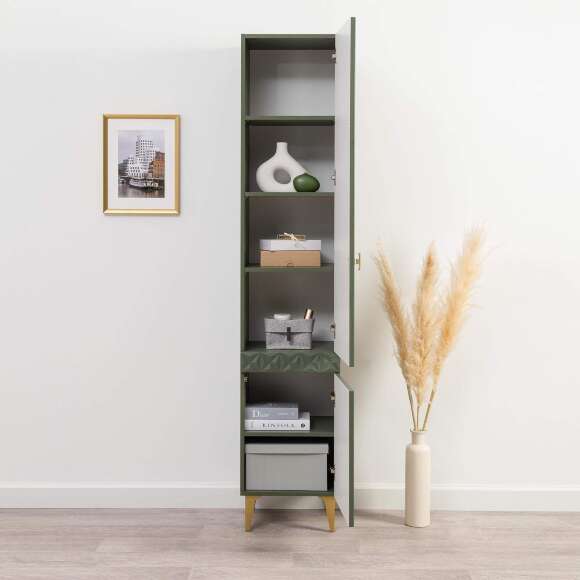 Марион шкаф-пенал 16.333.01 Дымчатый зеленый / Олива шагрень Марион шкаф-пенал 16.333.01 Дымчатый зеленый / Олива шагрень