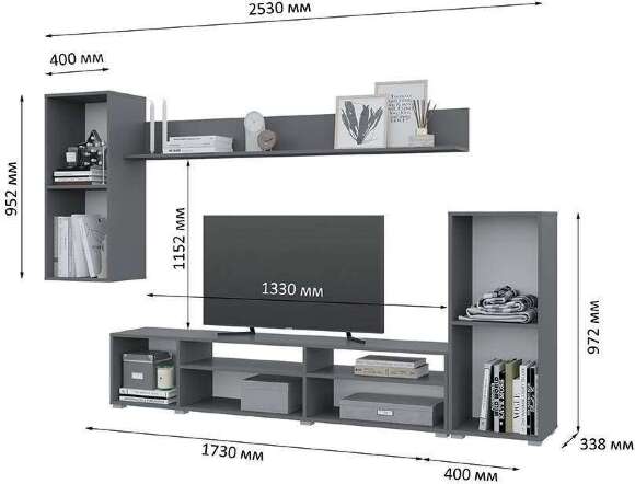 Гостиная Лира (Горизонт) Серый Графит