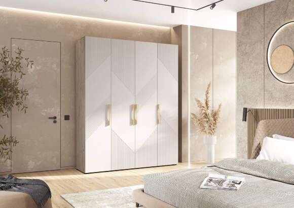 Ирис Шкаф 4-х ств.(1800) (Кашемир, Дуб Крафт серый) Ирис Шкаф 4-х ств.(1800) (Кашемир, Дуб Крафт серый)