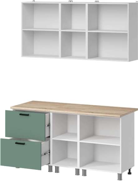 МК Аленушка 1,6м в.4 Орешник Матовая Мята,скоба черный,сонома