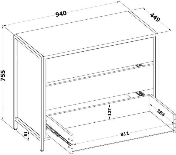 Комод Т-401 Бетон Комод Т-401 Бетон