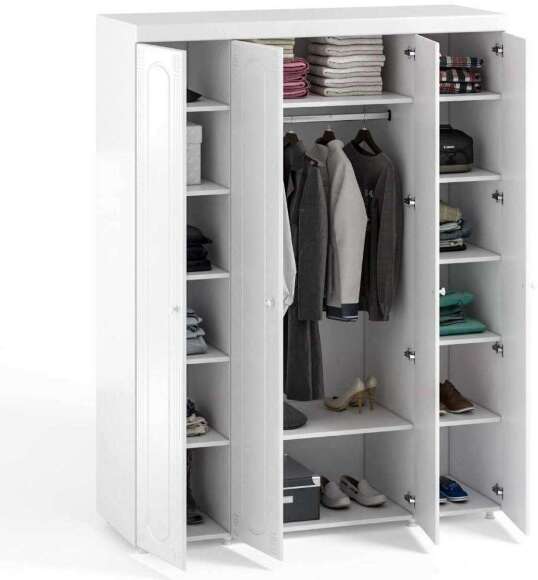 Шкаф 4-х дверный Афина АФ-59 белое дерево