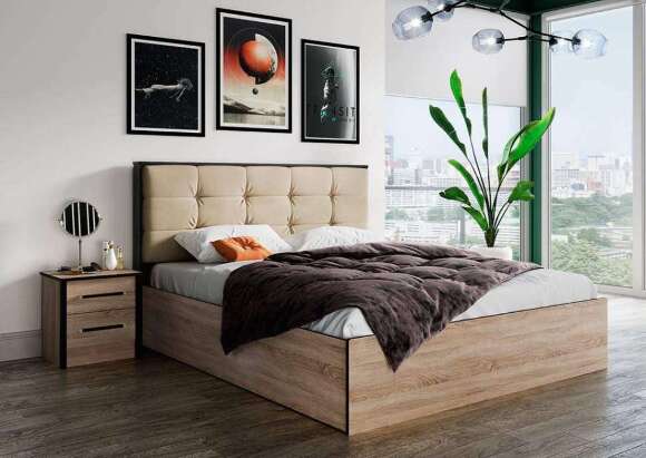 Кровать 140х200 Лирика ЛК-2 с настилом ЛДСП (Велюр Карамель) ТЭКС Кровать 140х200 Лирика ЛК-2 с настилом ЛДСП (Велюр Карамель) ТЭКС