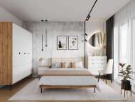 Спальня Кензо Дуб Вотан / Белый глянец снег