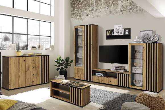 Тумба для ТВ Либерти 51.06, Дуб Вотан, Черный