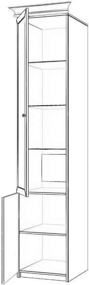 Бэль Шкаф однодверный со стеклом + Карнизы 402/424 Слоновая кость