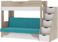 Латте 77-01 кровать-диван Дуб сонома / Аляска / Велюр Морская волна