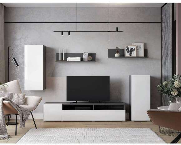 Гостиная Лира (Горизонт) Белый / Серый Графит