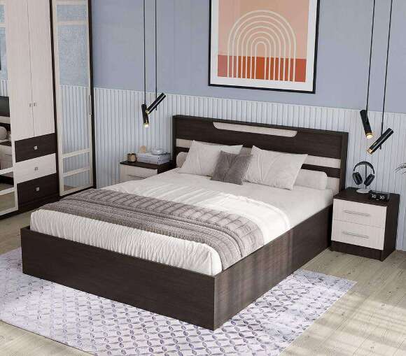 Кровать 140x200 Юнона Комби с основанием (Венге / Дуб молочный) Кровать 140x200 Юнона Комби с основанием (Венге / Дуб молочный)