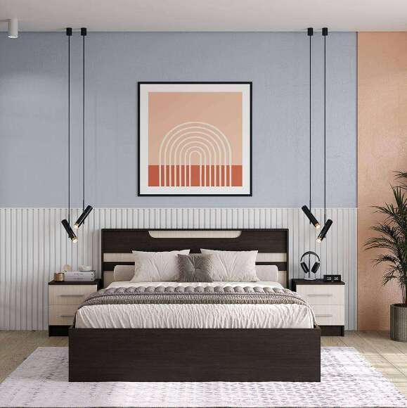 Кровать 140x200 Юнона Комби с основанием (Венге / Дуб молочный) Кровать 140x200 Юнона Комби с основанием (Венге / Дуб молочный)