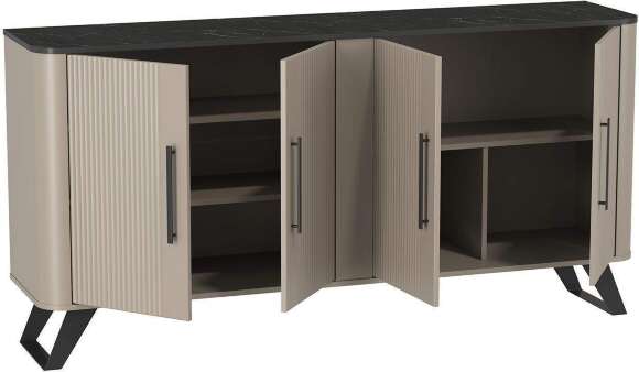 Гостиная Фиделия 1 серый камень / мрамор черный