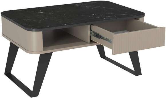 Гостиная Фиделия 1 серый камень / мрамор черный