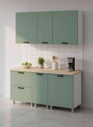 МК Аленушка 1,6м в.4 Орешник Матовая Мята,скоба черный,сонома (без столешницы)