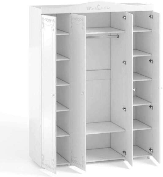 Шкаф 4-х дверный Италия ИТ-59 белое дерево