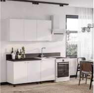 Готовая кухня Куба 1,6м, Белый, Черный янтарь Готовая кухня Куба 1,6м, Белый, Черный янтарь