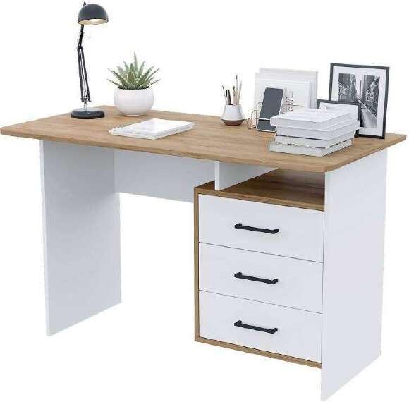 Стол компьютерный Лайт, дуб золотой/белый