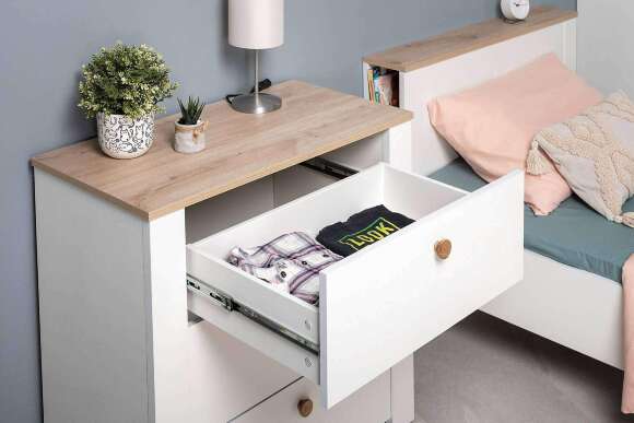 Комод с ящиками 16.228.03 Джастин Белый шагрень, Дуб Белый Комод с ящиками 16.228.03 Джастин Белый шагрень, Дуб Белый