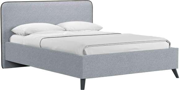 Миа кровать 140 Bravo grey (серый) / кант Лайт 10 Велюр (коричневый)