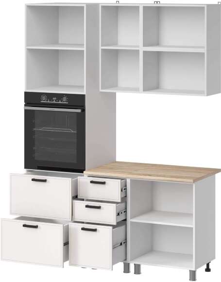 Кухня Аленушка 1,6м ПД 2 Магнолия Молочный,скоба черный,сонома Кухня Аленушка 1,6м ПД 2 Магнолия Молочный,скоба черный,сонома