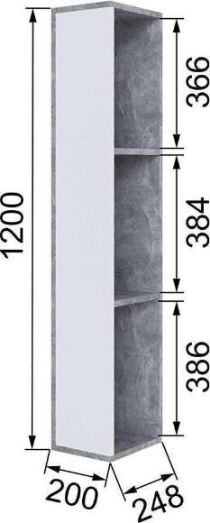 Шкаф торцевой Малави МШТ, Ателье светлое, Белый глянец