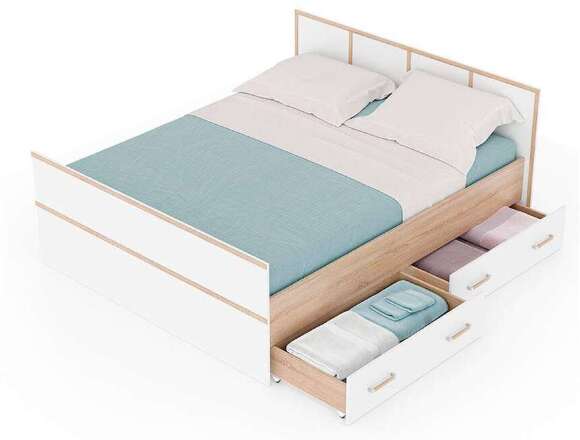 Кровать 140х200 с ящиками Сакура (БТС) с реечным настилом Кровать 140х200 с ящиками Сакура (БТС) с реечным настилом