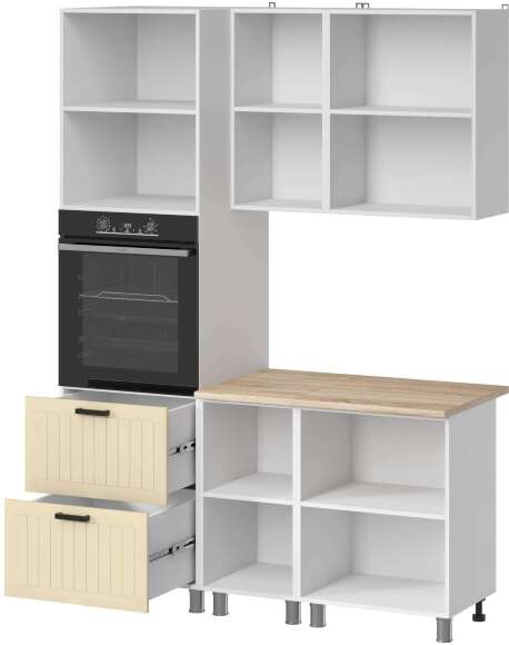 Кухня Аленушка 1,6м ПД Орхидея Крем,скоба черный,сонома Кухня Аленушка 1,6м ПД Орхидея Крем,скоба черный,сонома